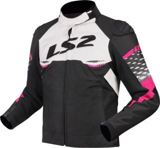 LS2 Dámská moto bunda APEX LADY JACKET BLACK WHITE PINK