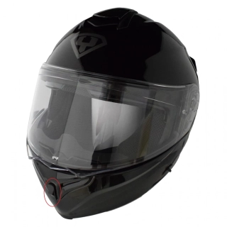 Přilba výklopná YOHE 938 Double Visor, (černá lesklá) - chybějící zobáček ventilace