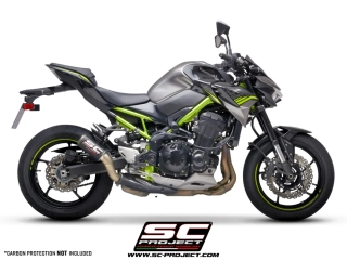 SC-PROJECT KAWASAKI Z900 A2 (2017-2020)Výfuk z uhlíkových vláken CR-T s mřížkou proti kamenům (BEZ tepelné ochrany z uhlíkových vláken) EURO 4