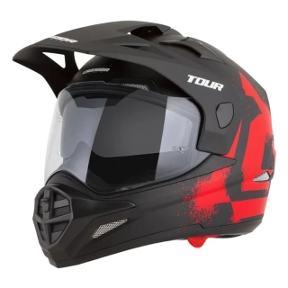 CASSIDA Enduro moto přilba Tour 2.0 CREW (černá matná/červená) plexi s přípravou pro Pinlock