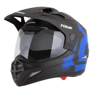 CASSIDA Enduro moto přilba Tour 2.0 CREW (černá matná/modrá) plexi s přípravou pro Pinlock