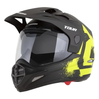 CASSIDA Enduro moto přilba Tour 2.0 CREW (černá matná/žlutá) plexi s přípravou pro Pinlock
