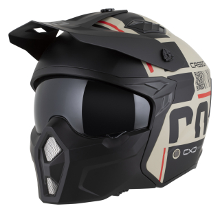 CASSIDA Moto helma CROSS COUNTRY CODE písková matná/černá/červená s odnímatelnou čelistí